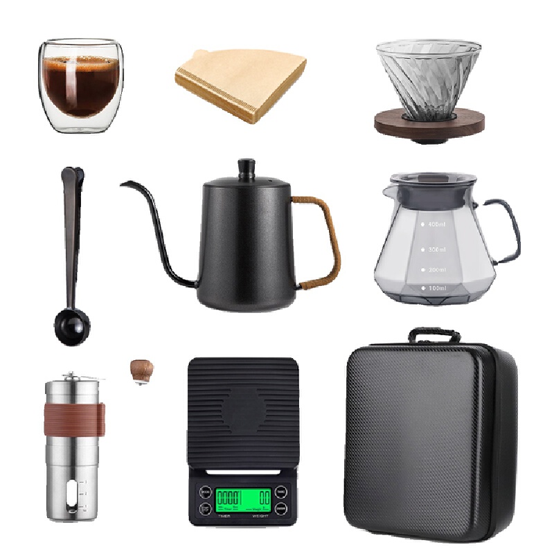 Coffee Equipment Pour Over - コーヒーアクセサリー ポータブル ポアオーバー コーヒーメーカーキット トラベル ハンドブリューコーヒーセット