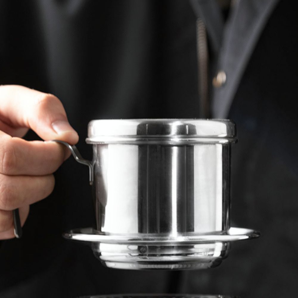 Coffee Equipment Pour Over - 耐久性に優れた304ステンレス製ベトナム式コーヒーフィルターポット。手動式ドリップコーヒーメーカーで、コンパクトなサイズなので、ご家庭やオフィスで手軽にドリップコーヒーを淹れられます。