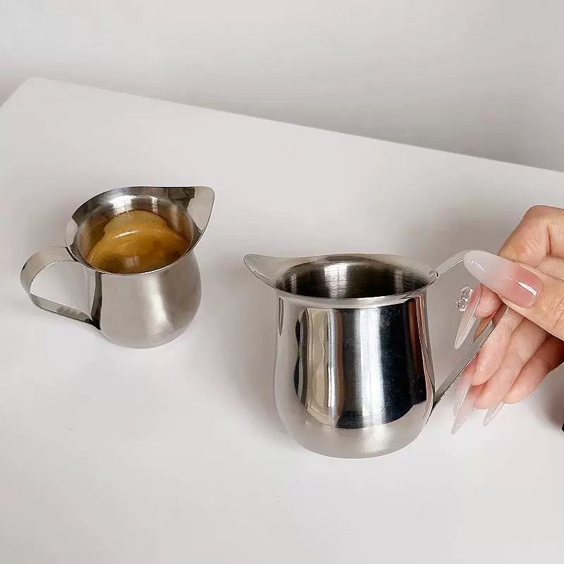 Espresso Shot Glass - ステンレス製ミルクジャグ、エスプレッソカップ、オンスカップ、小型ミキシングカップ、ミルクカップ、洋風ソースカップ、60ml、1個