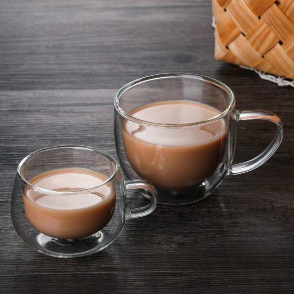 1PC 二重壁ガラスカップハンドル透明エスプレッソコーヒーカ - Espresso Shot Glass のレビューと価格