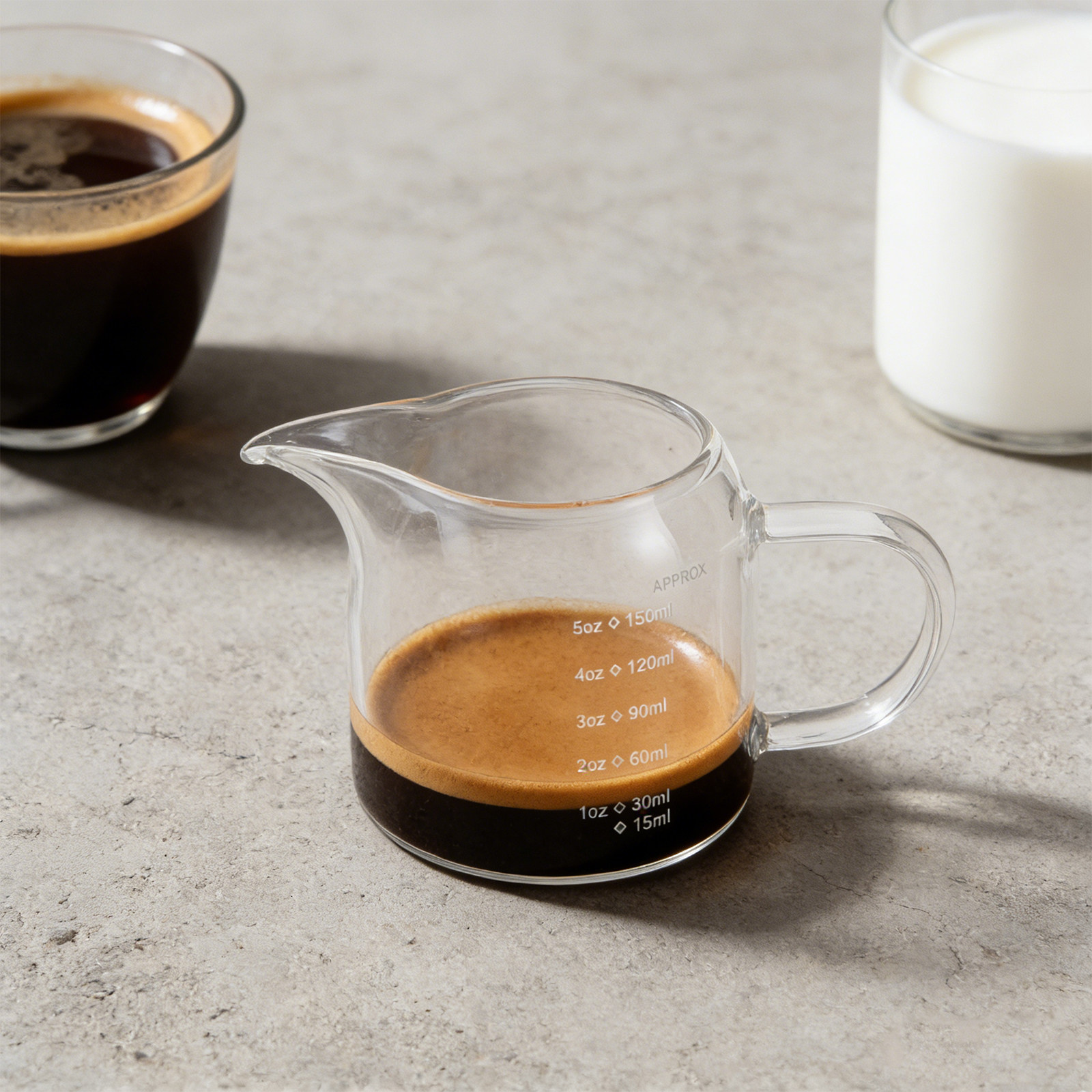 ガラス製計量カップ 150ml 5oz 透明目盛付き エスプ - Espresso Shot Glass のレビューと価格